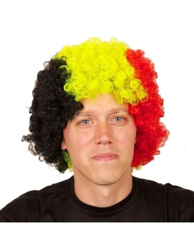 Perruque bouclée noir jaune rouge