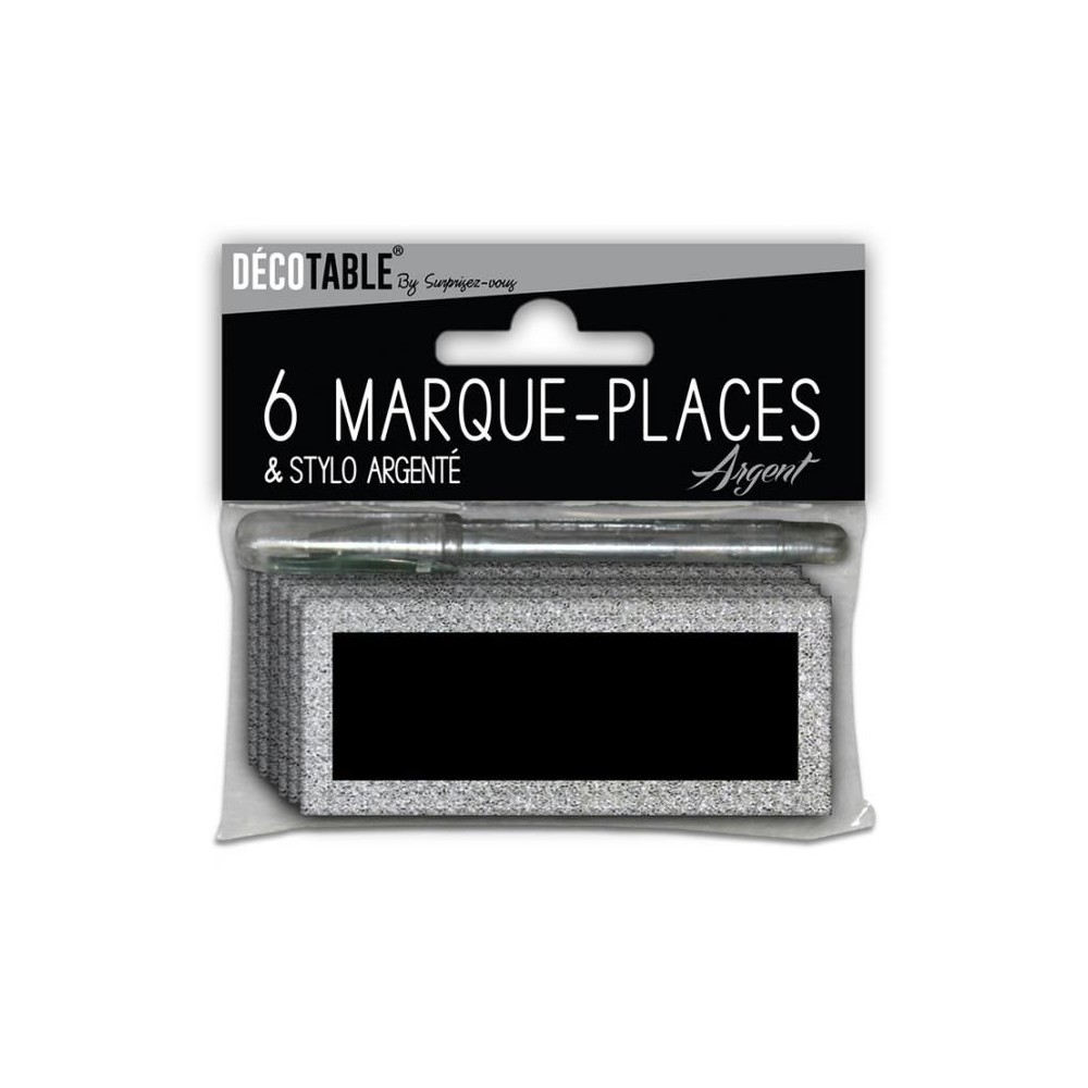6 marques places paillettes avec stylo