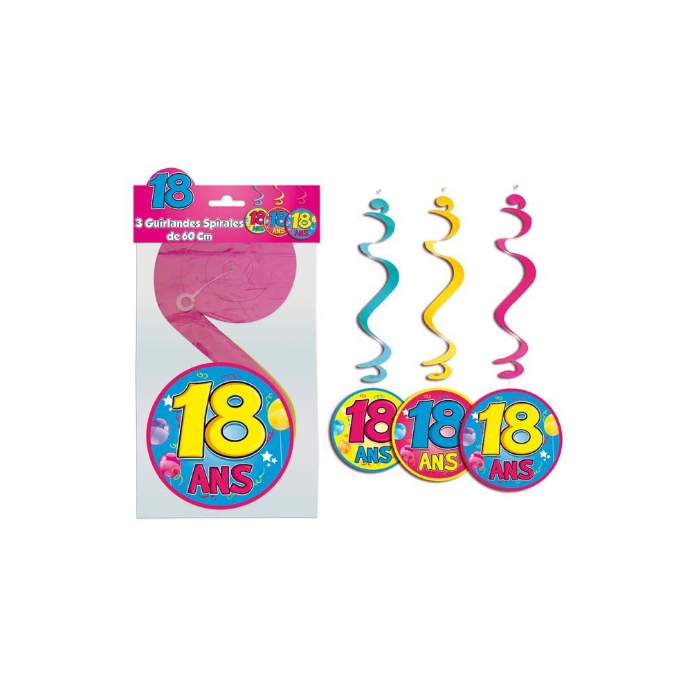 3 guirlandes spirales 18 ans