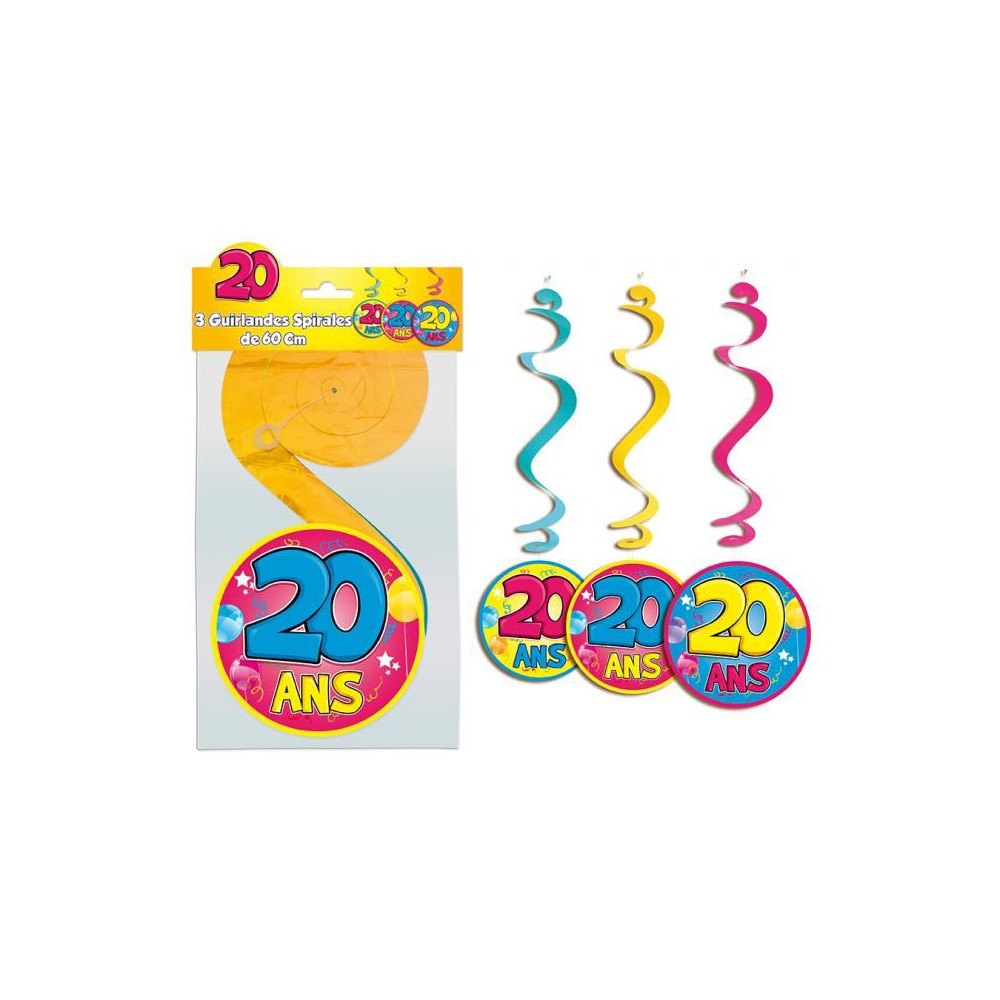3 guirlandes spirales 20 ans