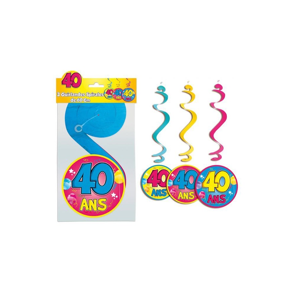3 guirlandes spirales 40 ans