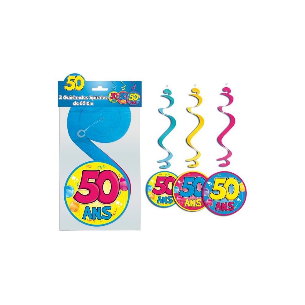 3 guirlandes spirales 50 ans