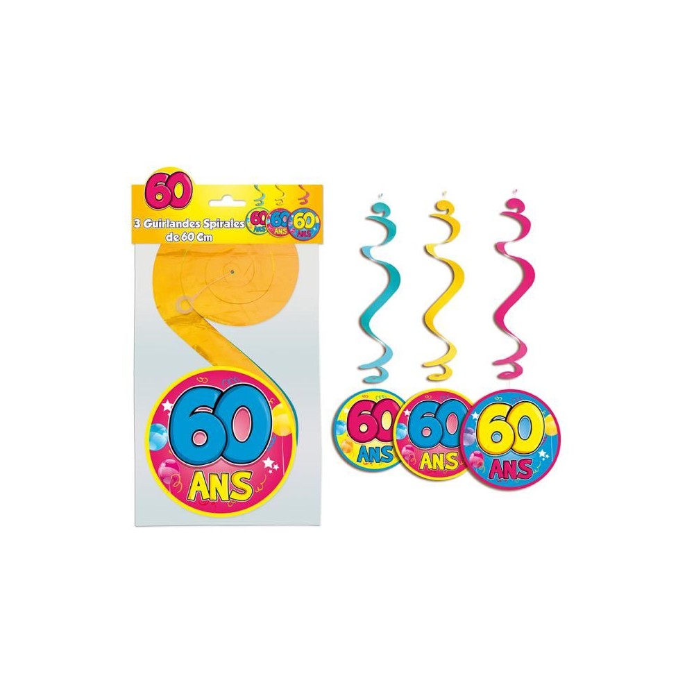 3 guirlandes spirales 60 ans
