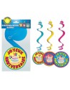 3 guirlandes spirales Joyeux Anniversaire