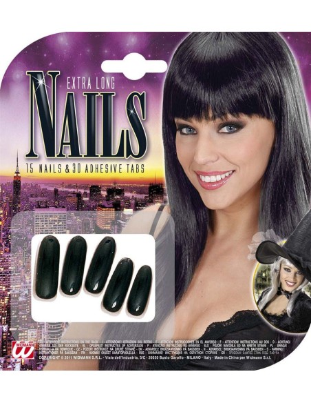 15 faux ongles noirs