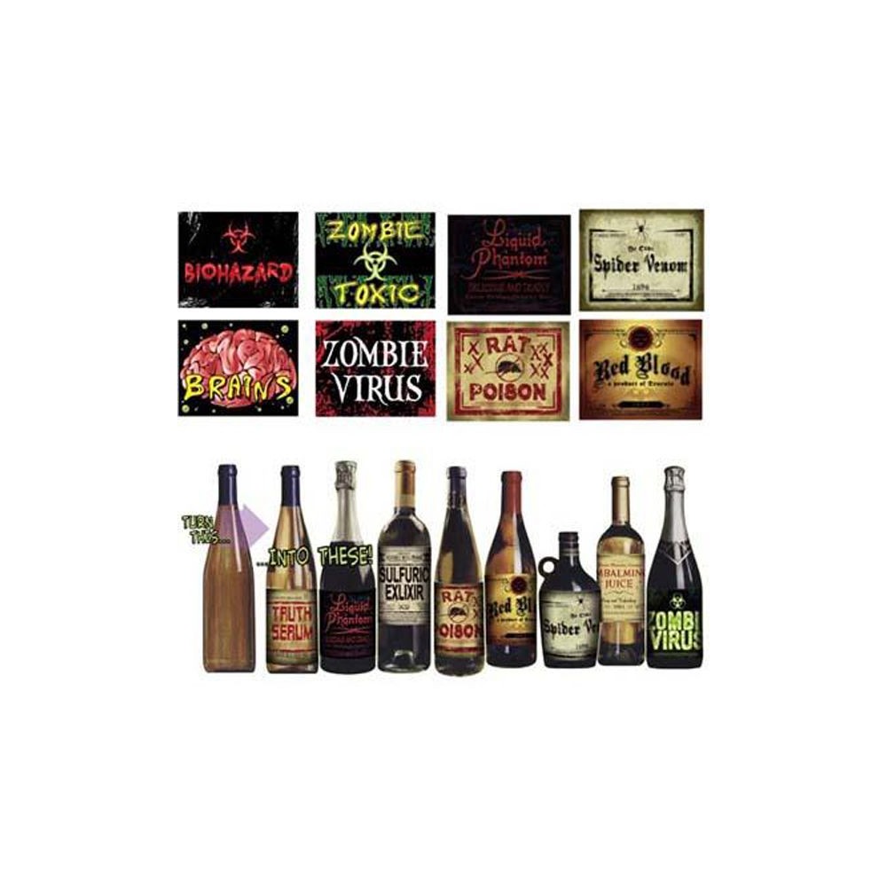 8 étiquettes halloween pour bouteilles