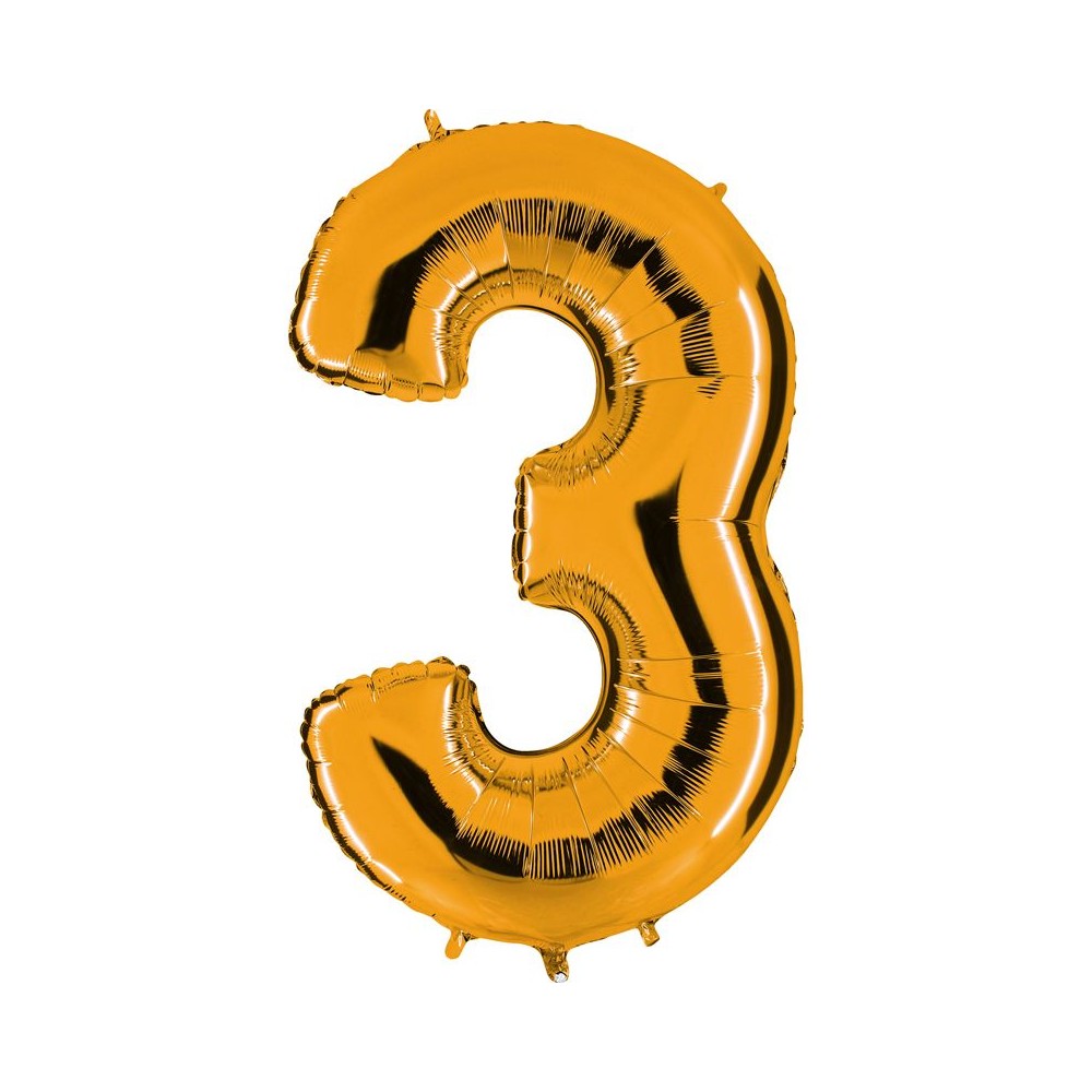 Ballon chiffre 3 or géant