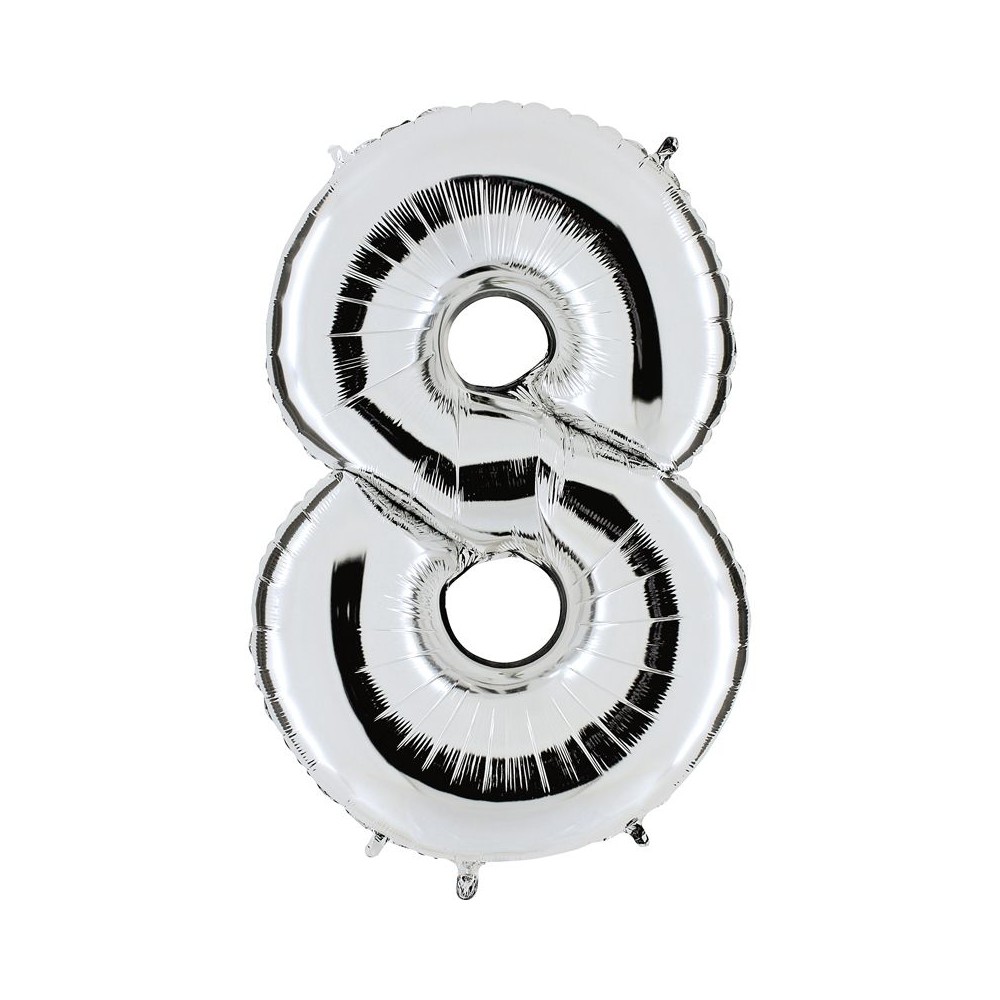 Ballon chiffre 8 argent géant