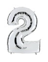 Ballon chiffre 2 argent géant