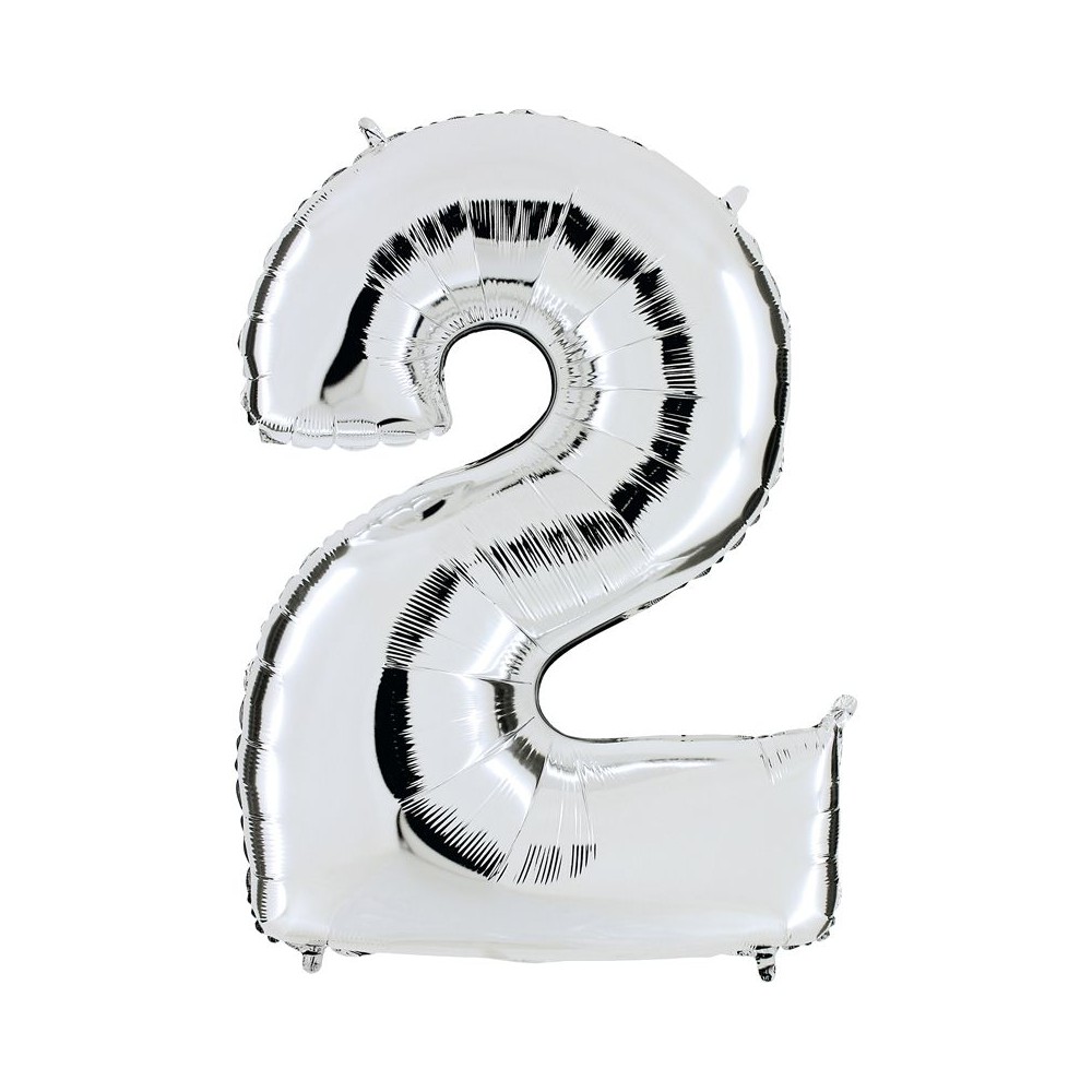 Ballon chiffre 2 argent géant
