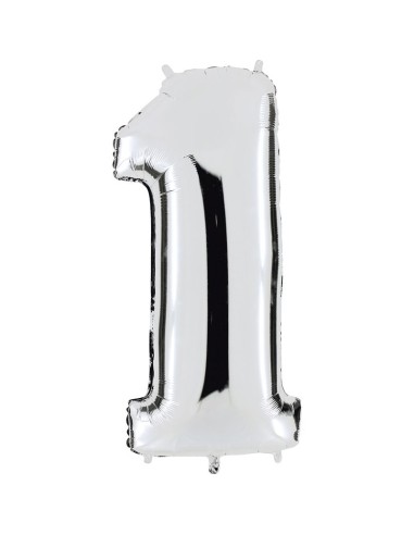Ballon chiffre 1 argent géant