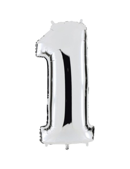 Ballon chiffre 1 argent géant