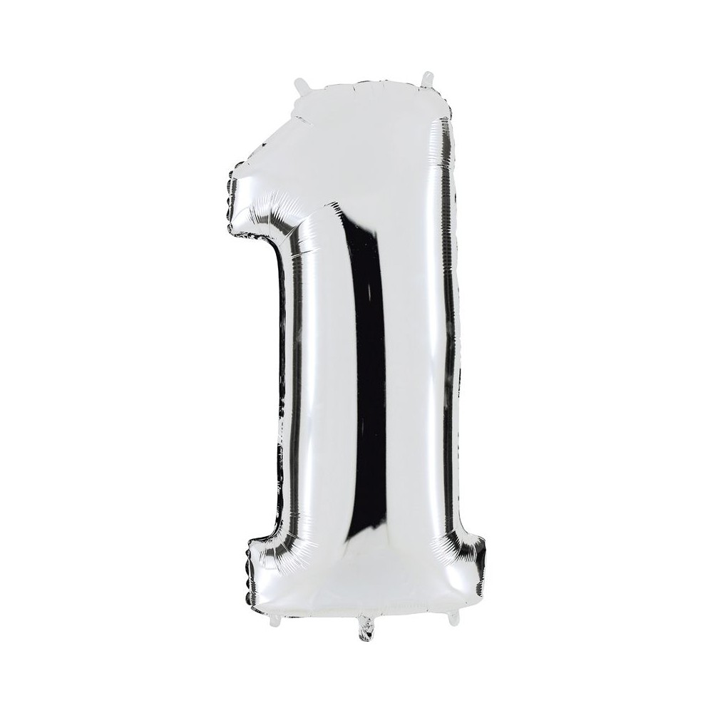 Ballon chiffre 1 argent géant