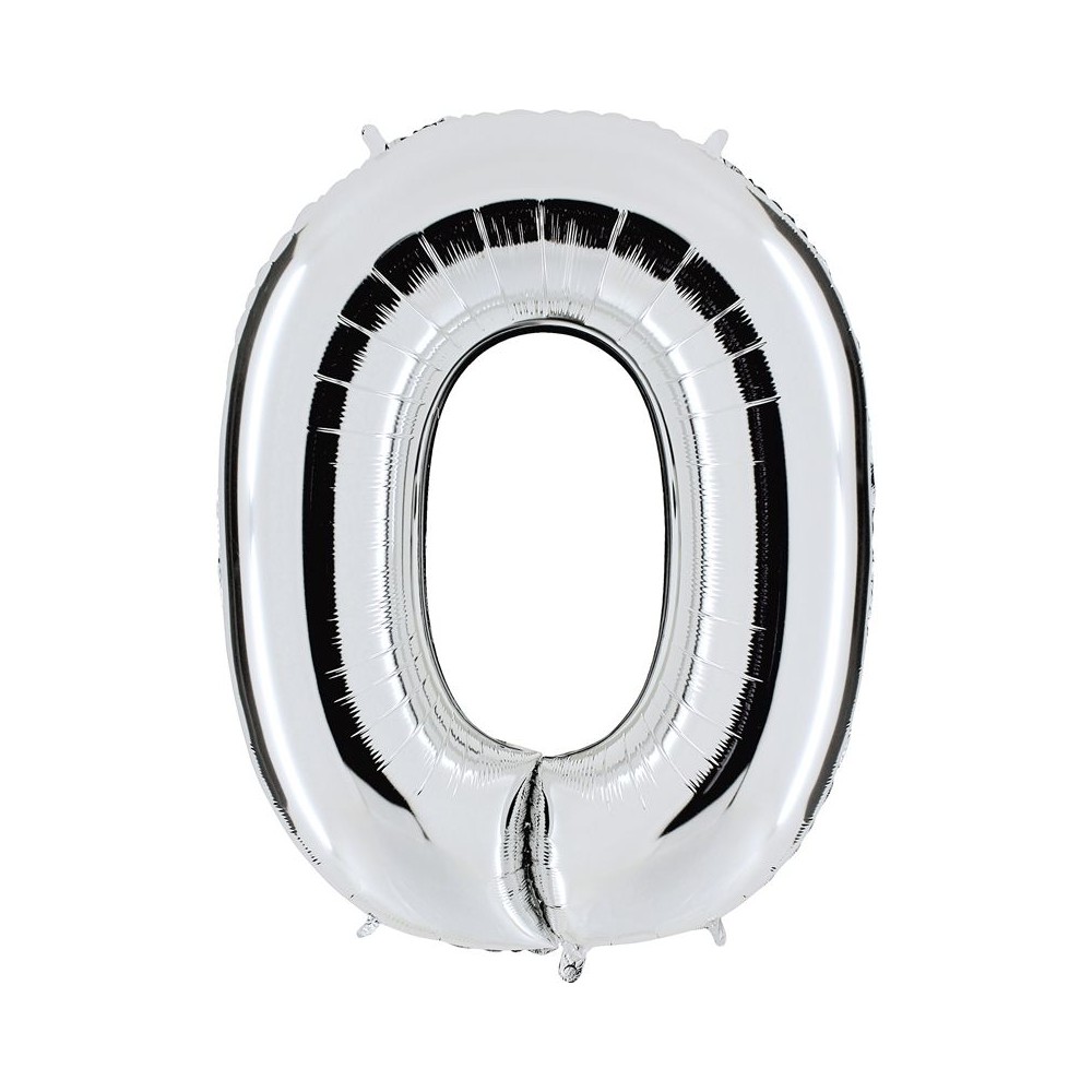 Ballon chiffre 0 argent géant