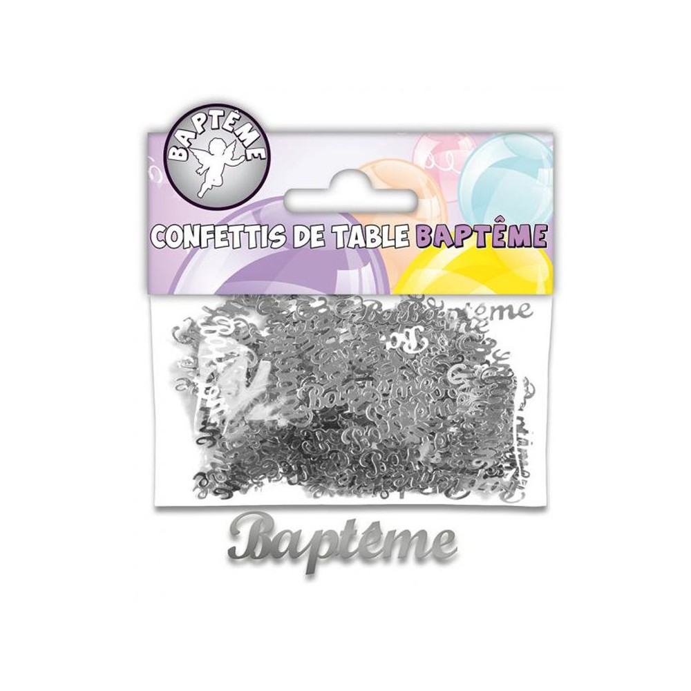 Confettis de table Baptême argent