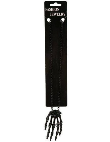 Collier main de squelette noire bijou original pour Halloween