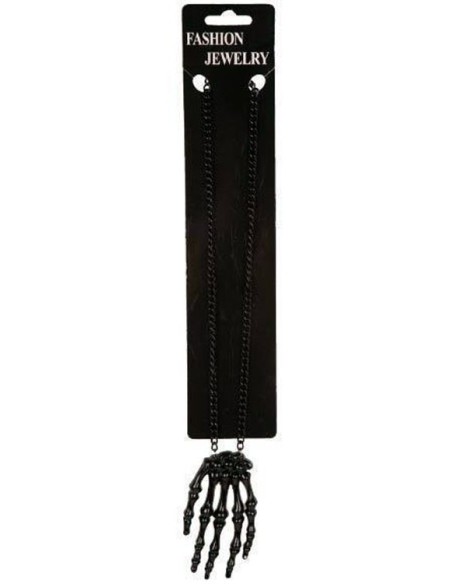 Collier main de squelette noire bijou original pour Halloween