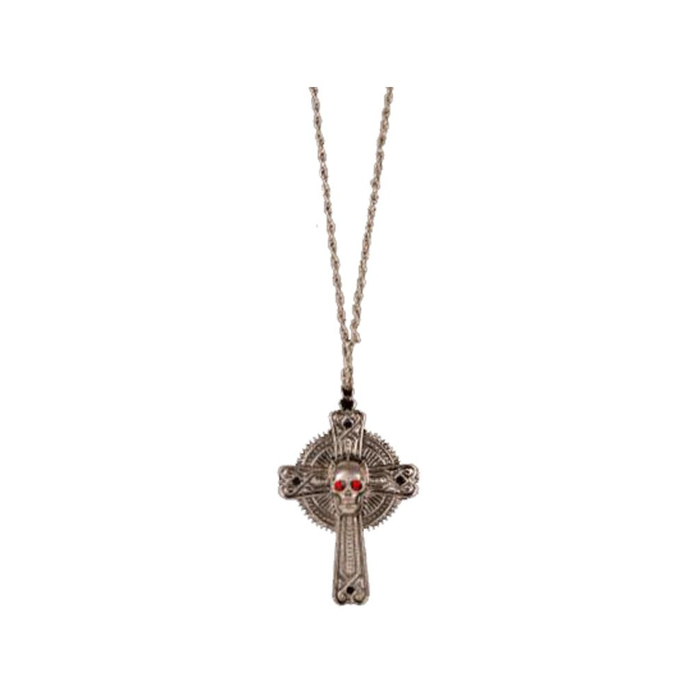 Collier croix avec tête de mort