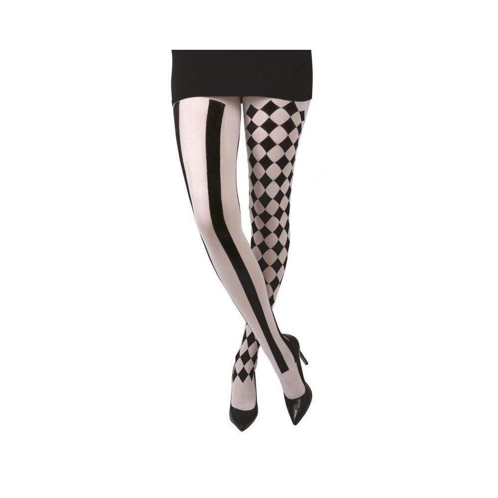 Collant arlequin noir et blanc