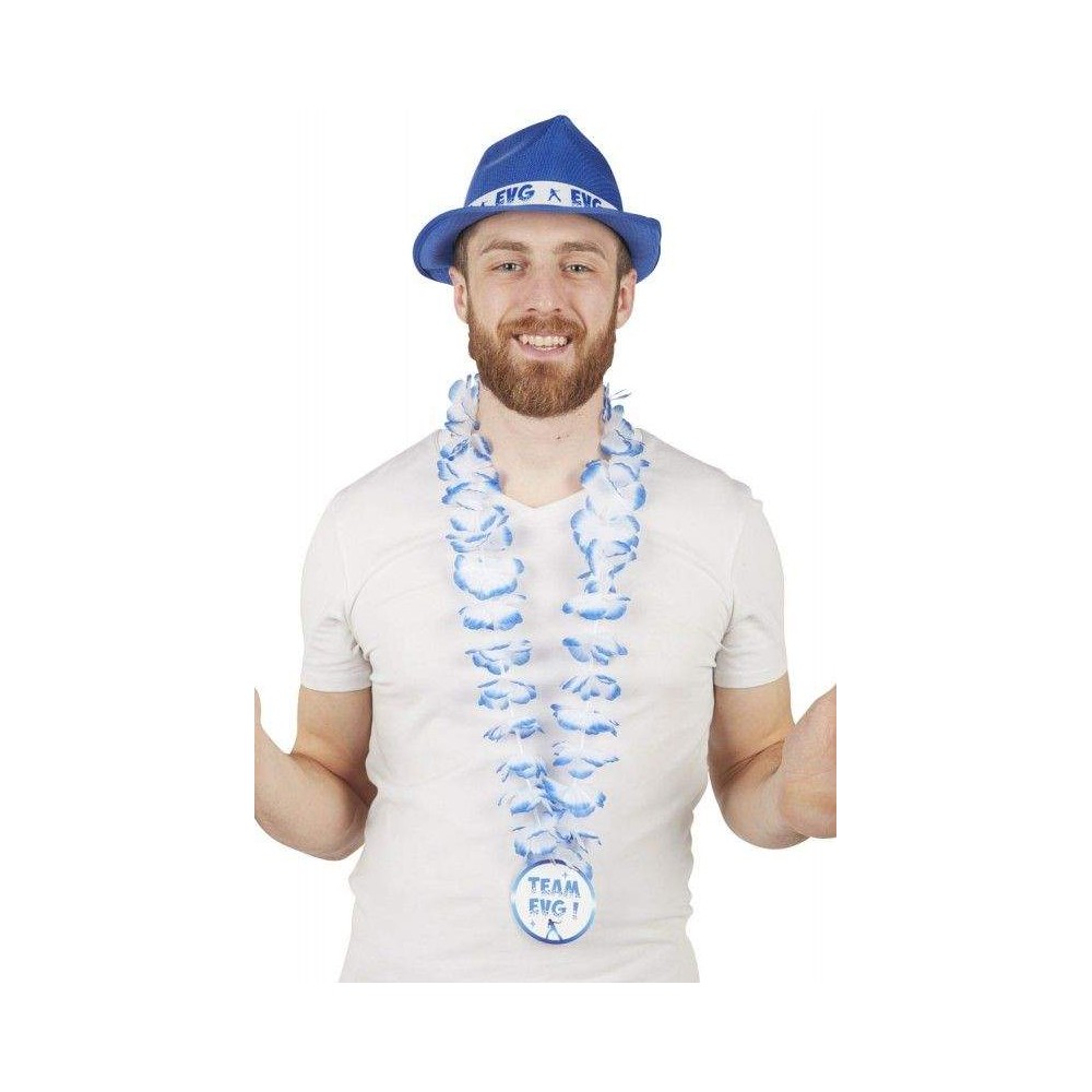 Collier fleur Hawaï bleu Team EVG