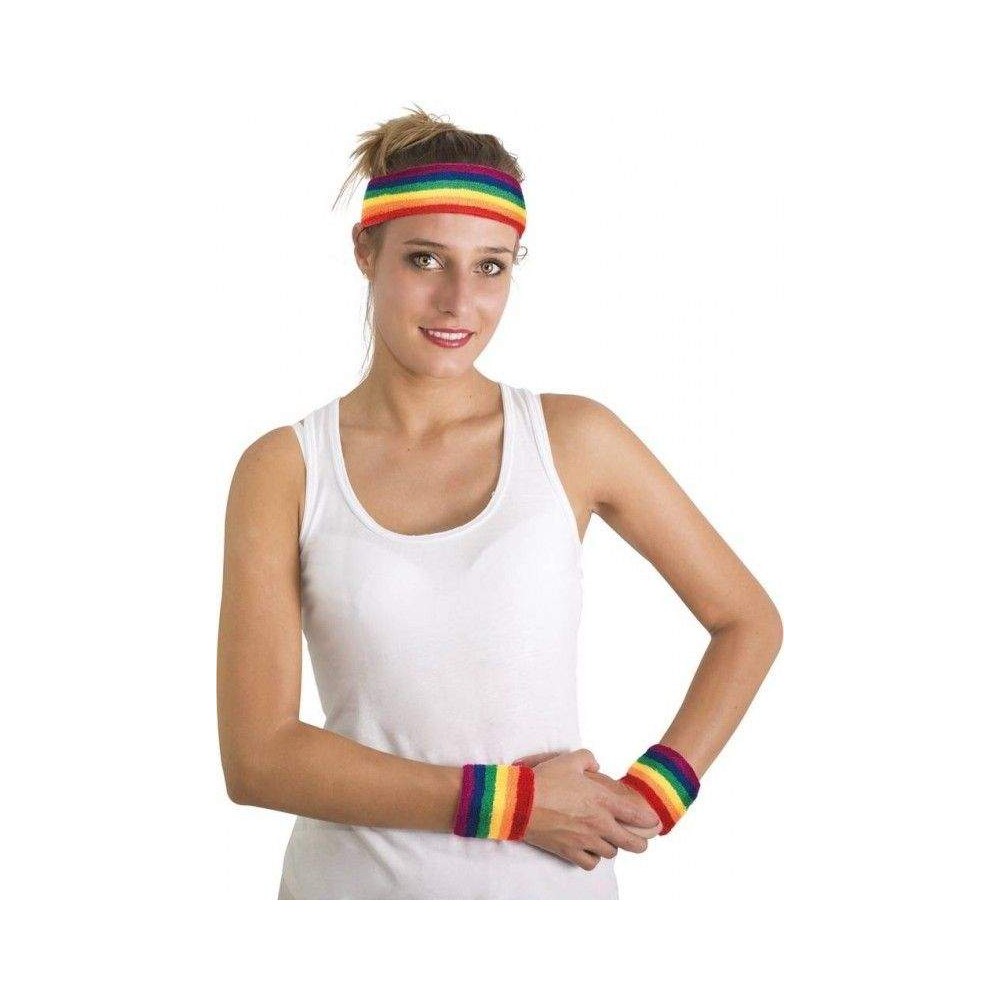 Set bandeau et poignets arc-en-ciel