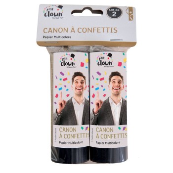 2 canons à confettis multicolore 11cm