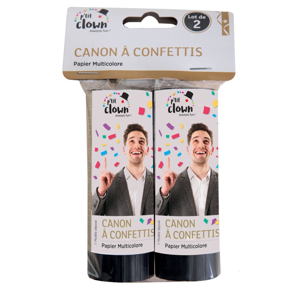 2 canons à confettis multicolore 11cm