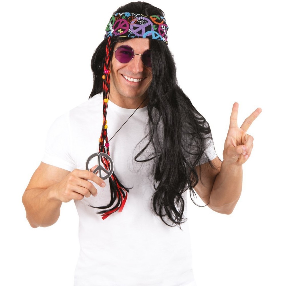 Perruque hippie noire