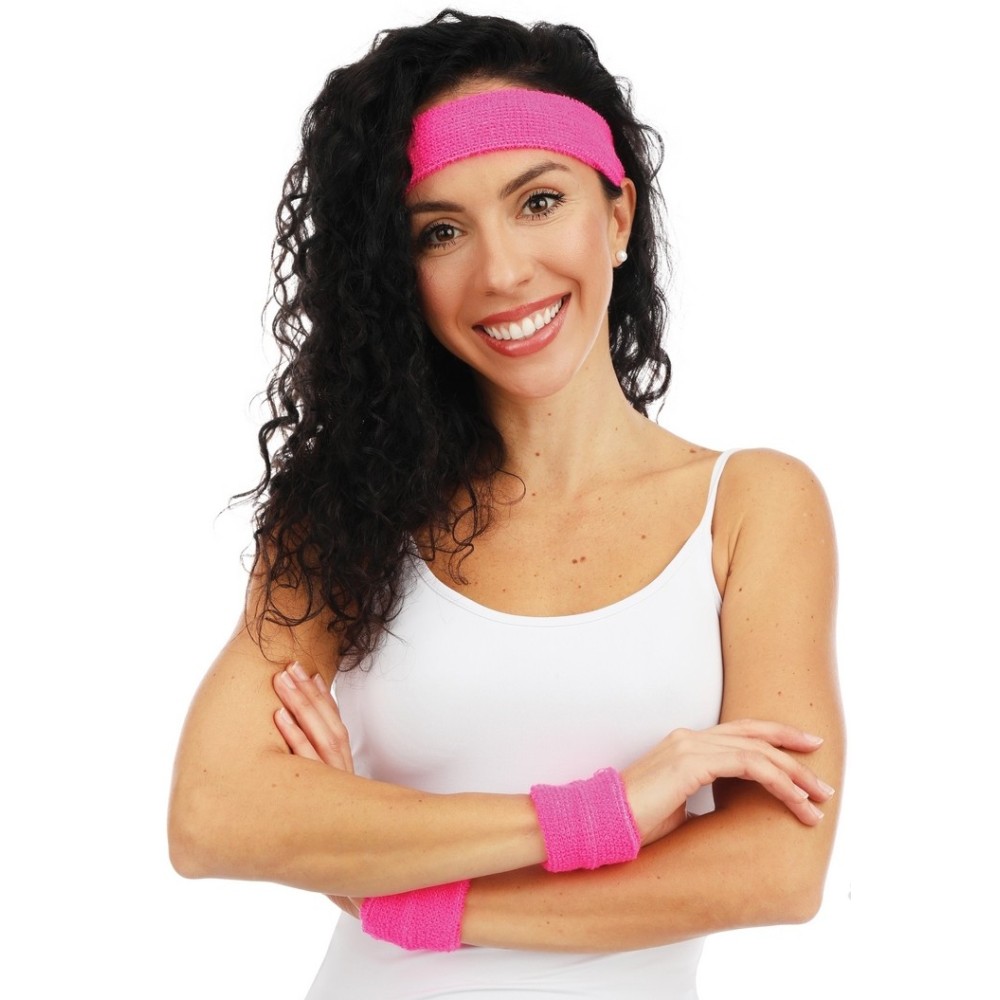 Bandeau et poignets éponge fluo