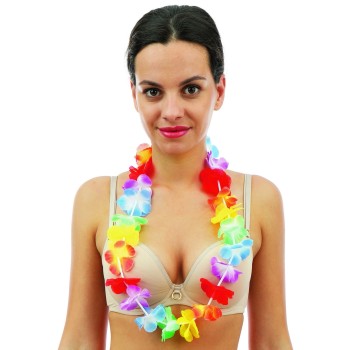 Collier hawaïen à fleurs multicolore