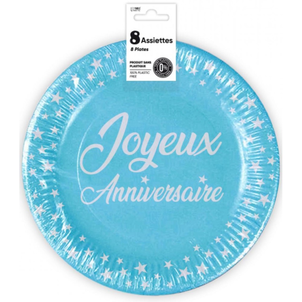 8 assiettes anniversaire 23cm