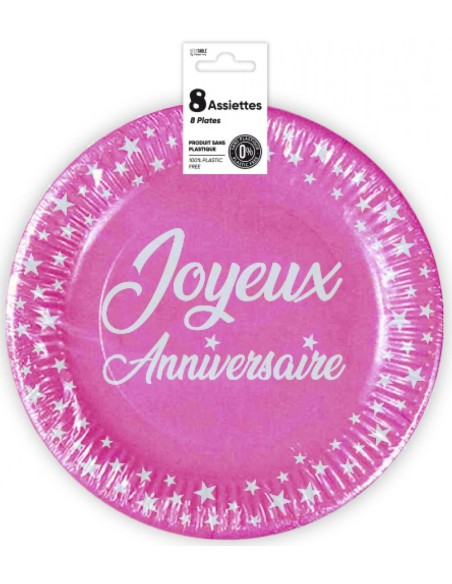 8 assiettes anniversaire 23cm