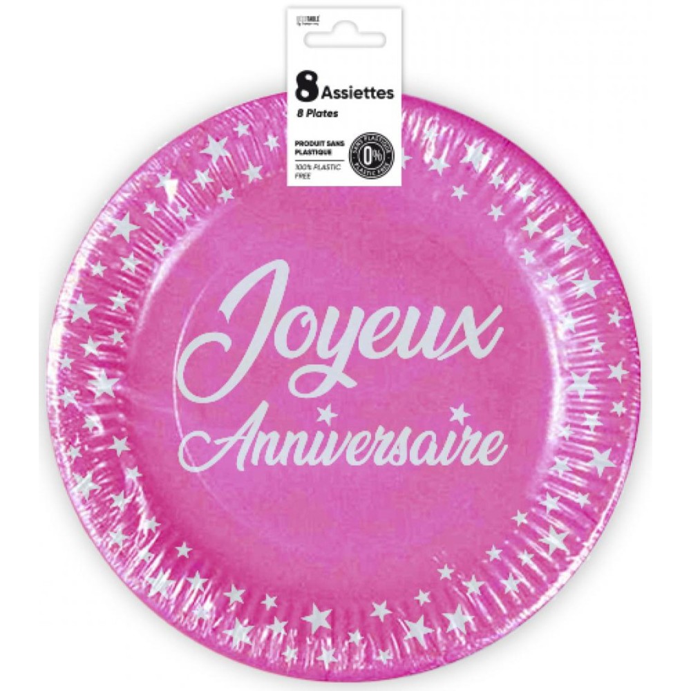 8 assiettes anniversaire 23cm