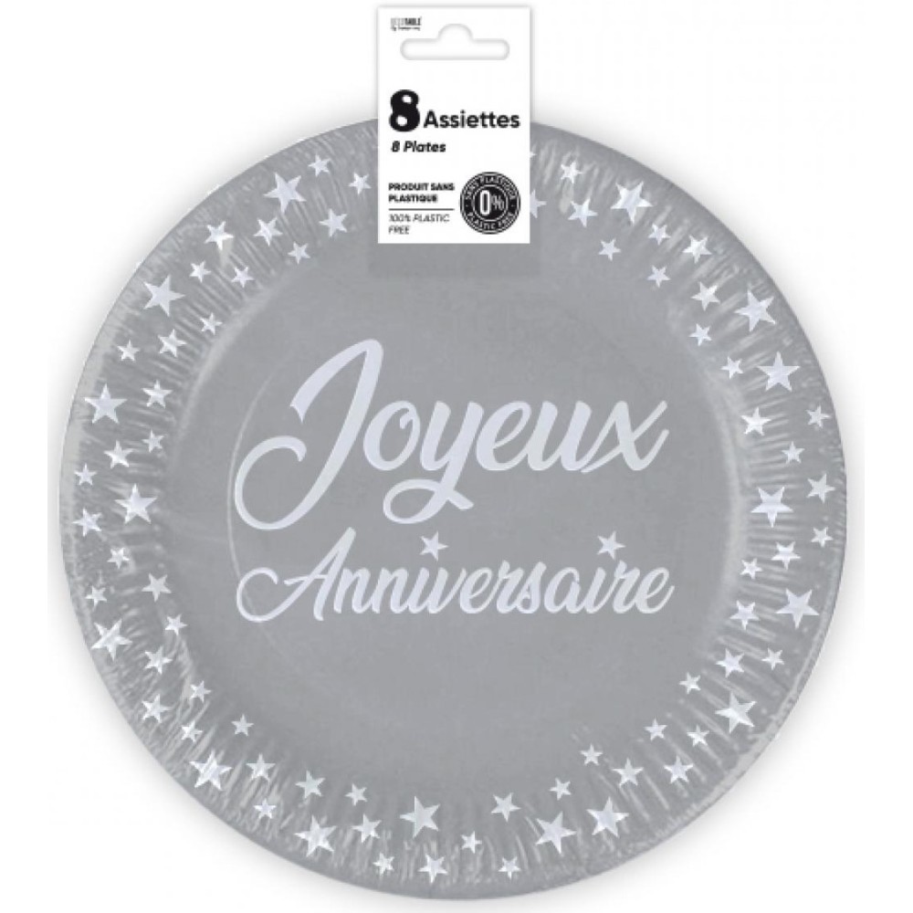 8 assiettes anniversaire 23cm