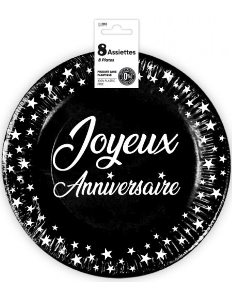 8 assiettes anniversaire 23cm