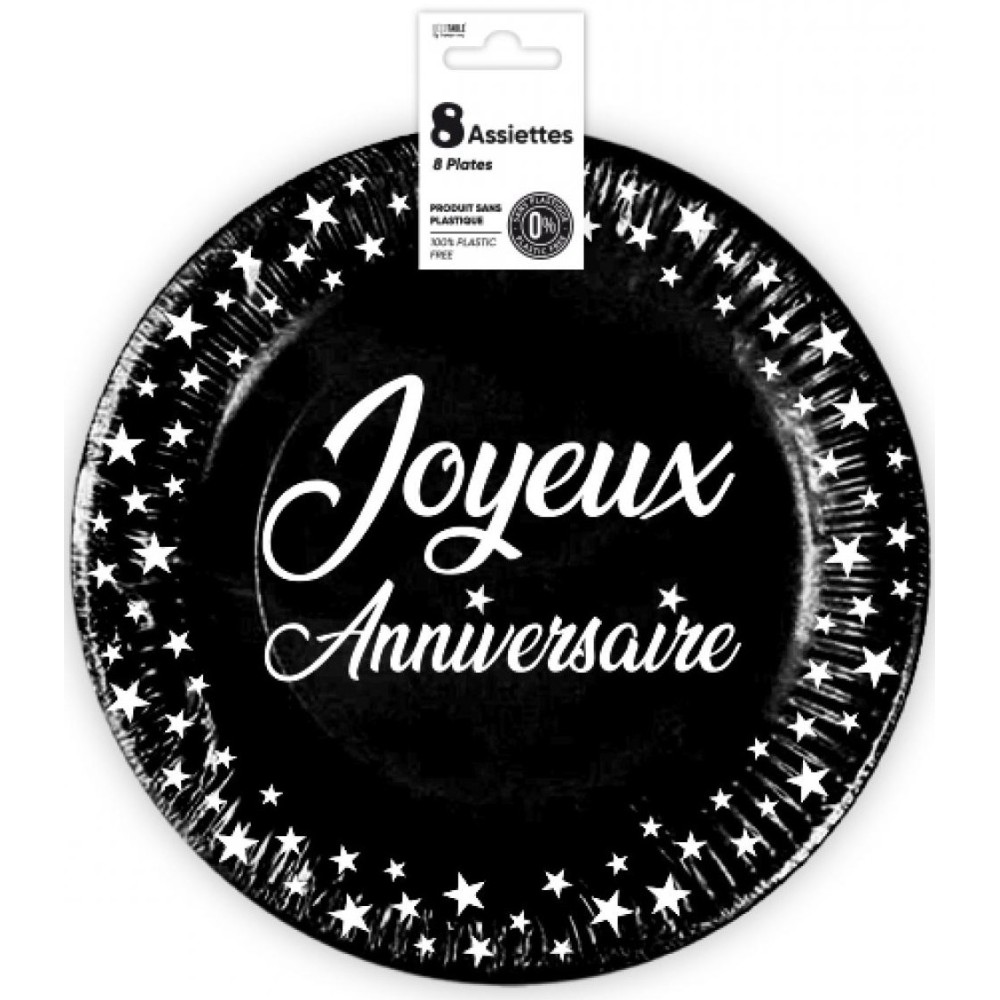8 assiettes anniversaire 23cm