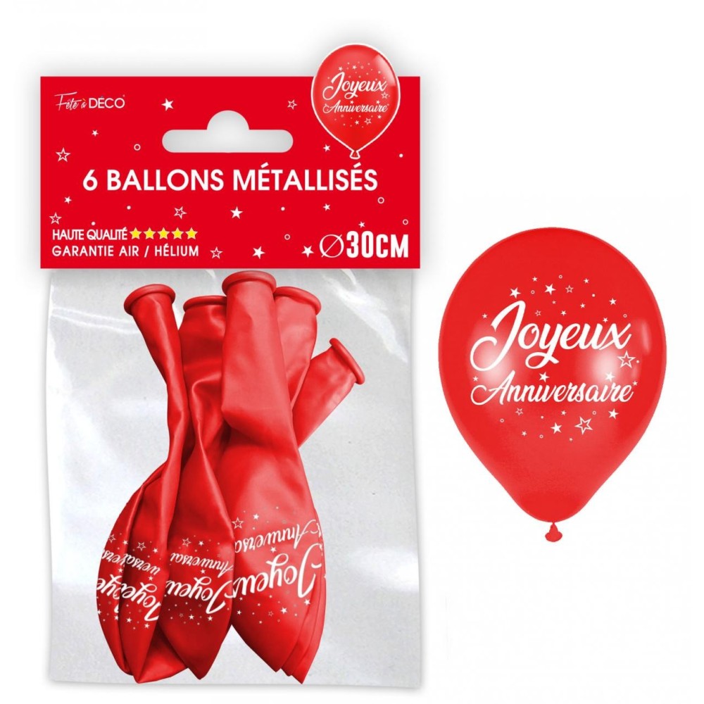 6 ballons métal Joyeux Anniversaire