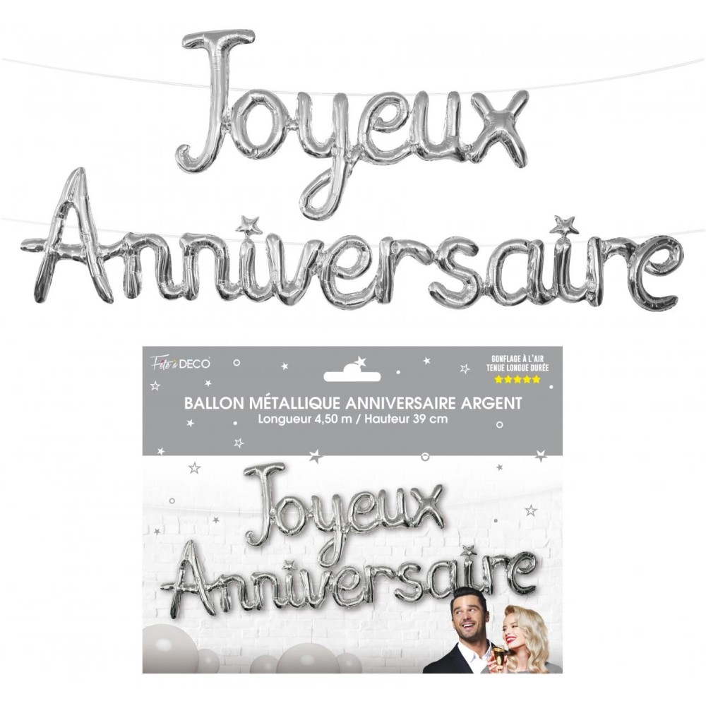 Guirlande ballons métallique Joyeux Anniversaire