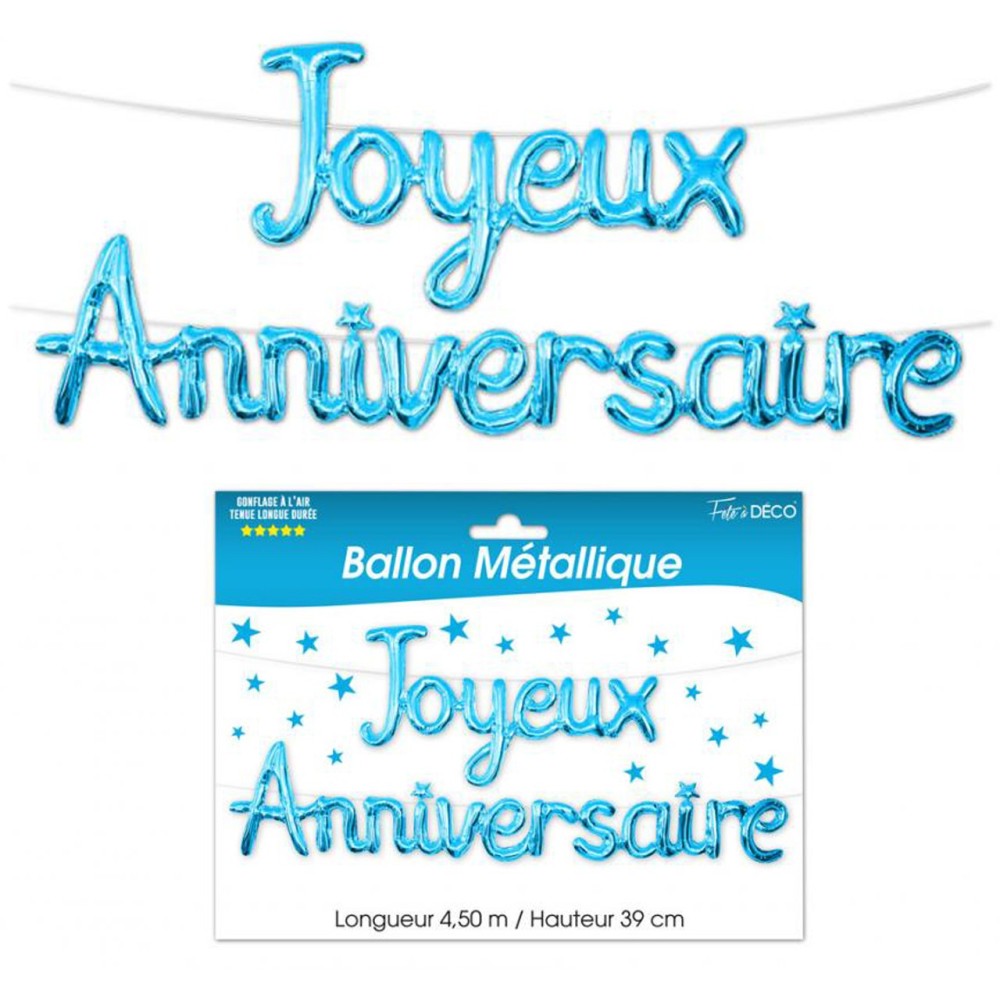 Guirlande ballons métallique Joyeux Anniversaire