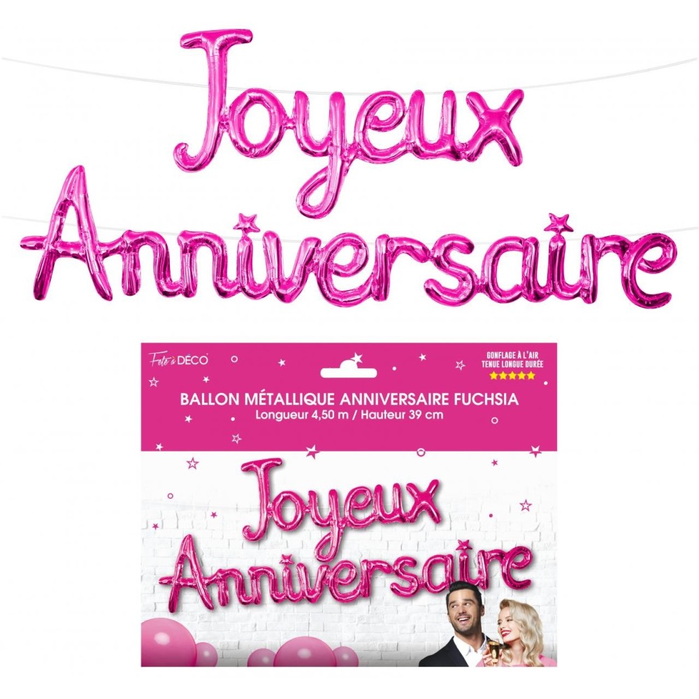 Guirlande ballons métallique Joyeux Anniversaire