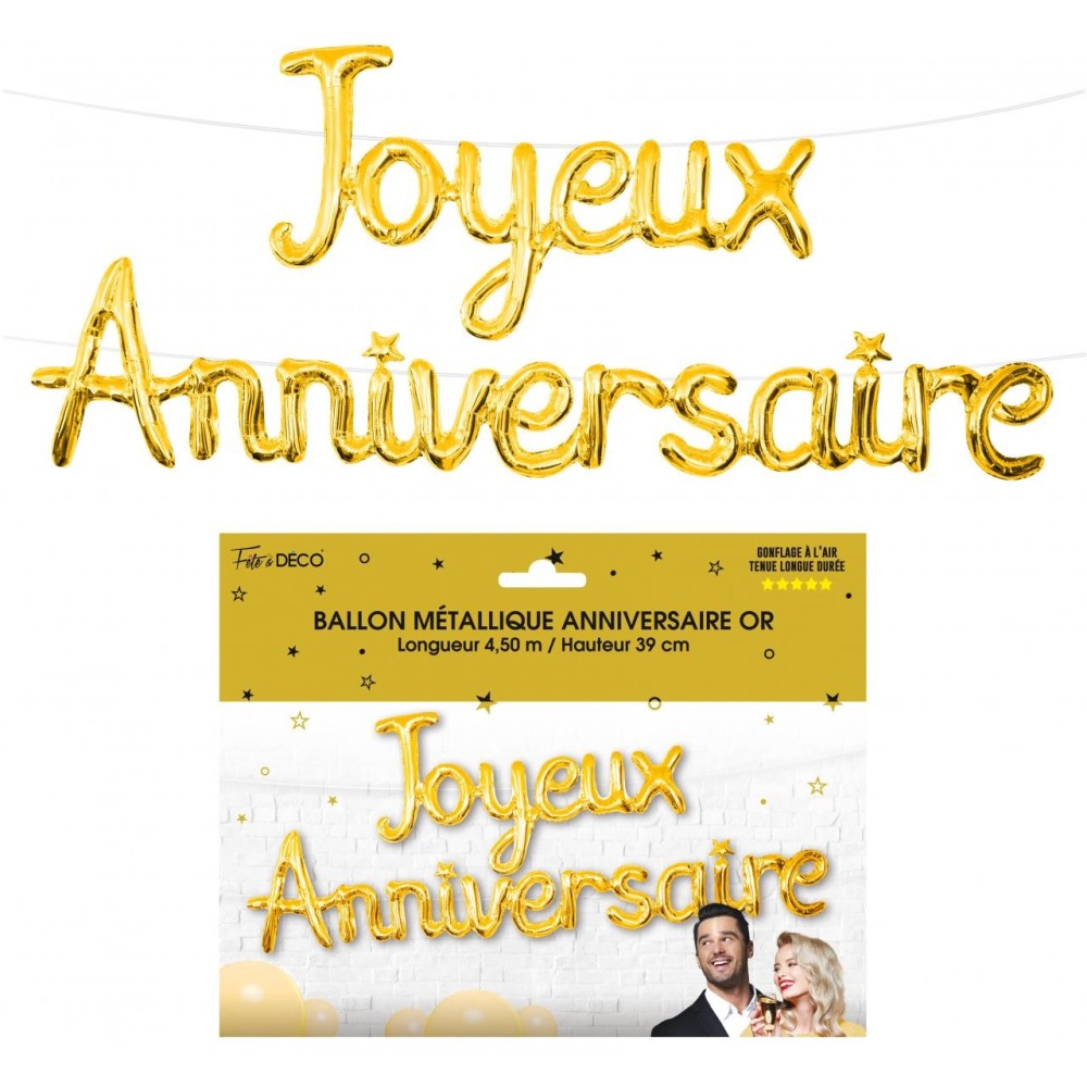 Guirlande ballons métallique Joyeux Anniversaire