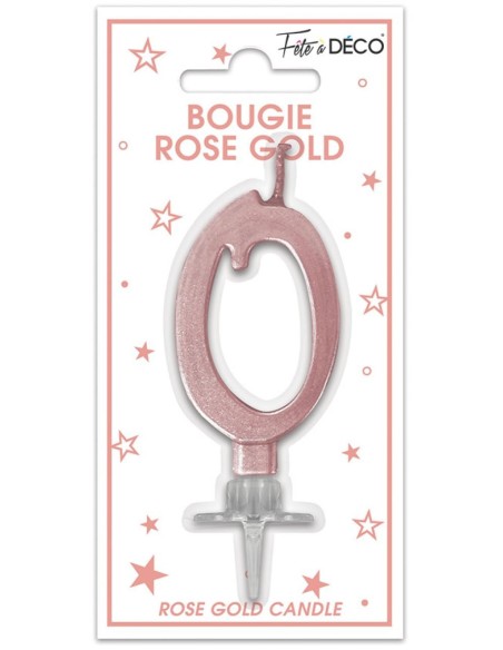 Bougie chiffre 0 rose gold