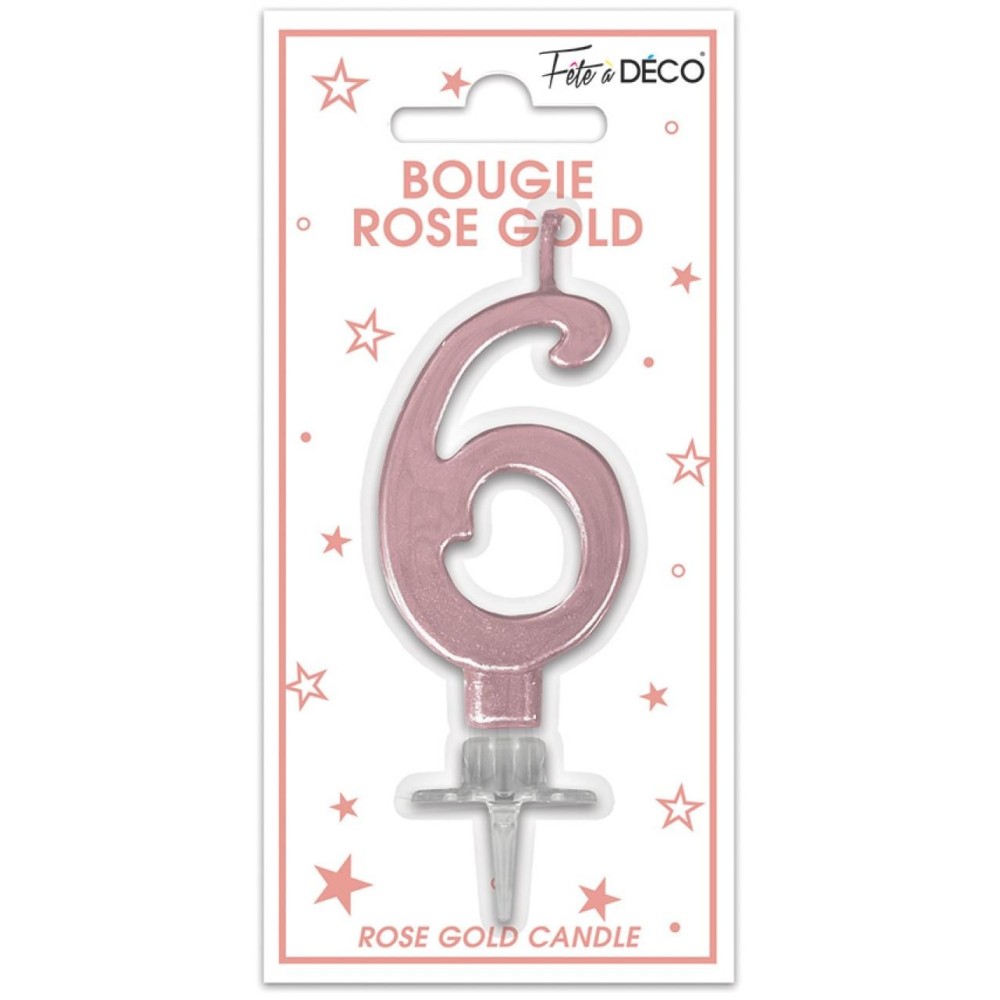 Bougie chiffre 6 rose gold