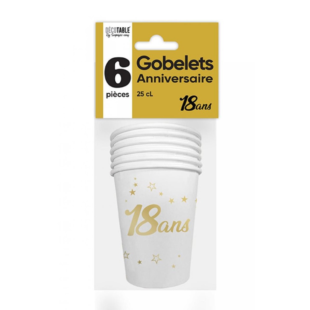 6 gobelets 18 ans or