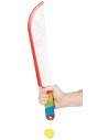 Machette de clown avec taches de sang et manche arc-en-ciel