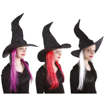 Chapeau de sorcière avec cheveux longs