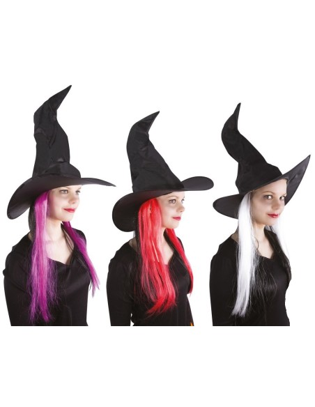 Chapeau de sorcière avec cheveux longs