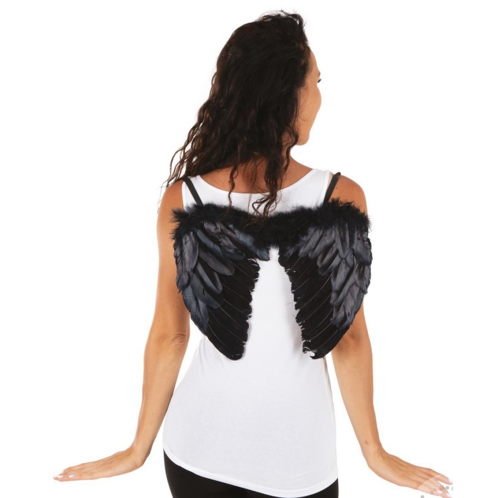 Ailes d'ange en plumes noires 40x32cm