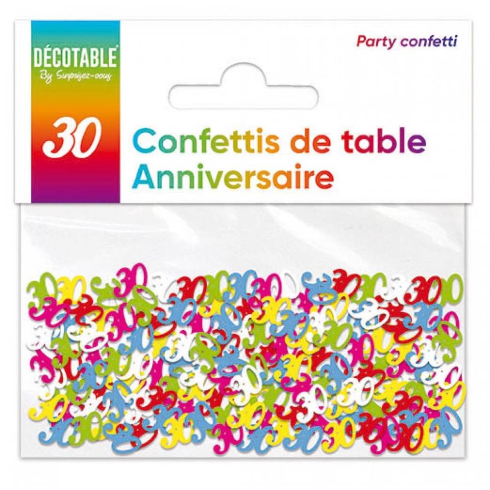 Confettis de table multicolore 30 ans