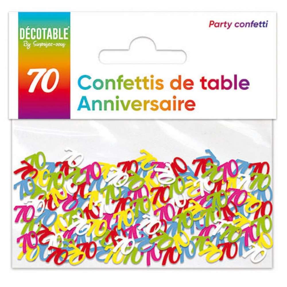 Confettis de table multicolore 70 ans
